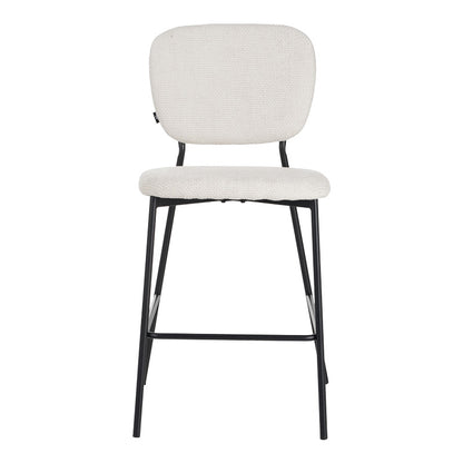 Cathair bar stool bouclé fabric in beige color with black metallic legs 48x54x100cm