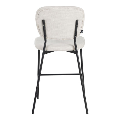 Cathair bar stool bouclé fabric in beige color with black metallic legs 48x54x100cm