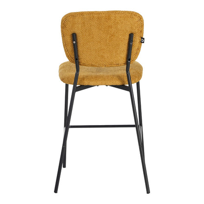 Cathair pakoworld bar stool bouclé fabric in yellow color with black metallic legs 48x54x100cm
