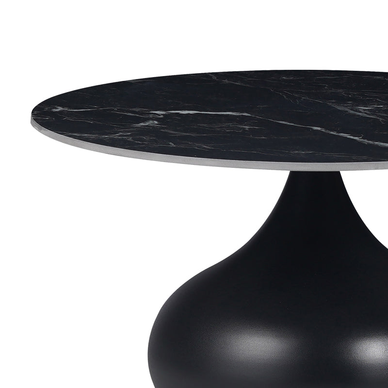 Kirkene Inart side table black marble sintered stone and black metal 2pcs