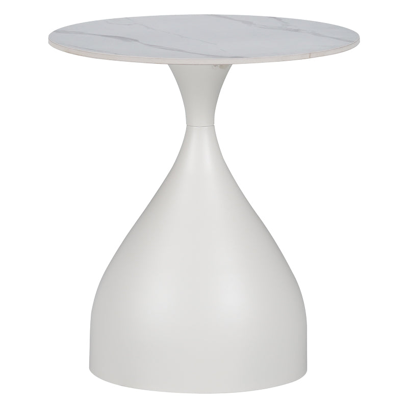 Side table Kirkene Inart white marble sintered stone and white metal 2pcs