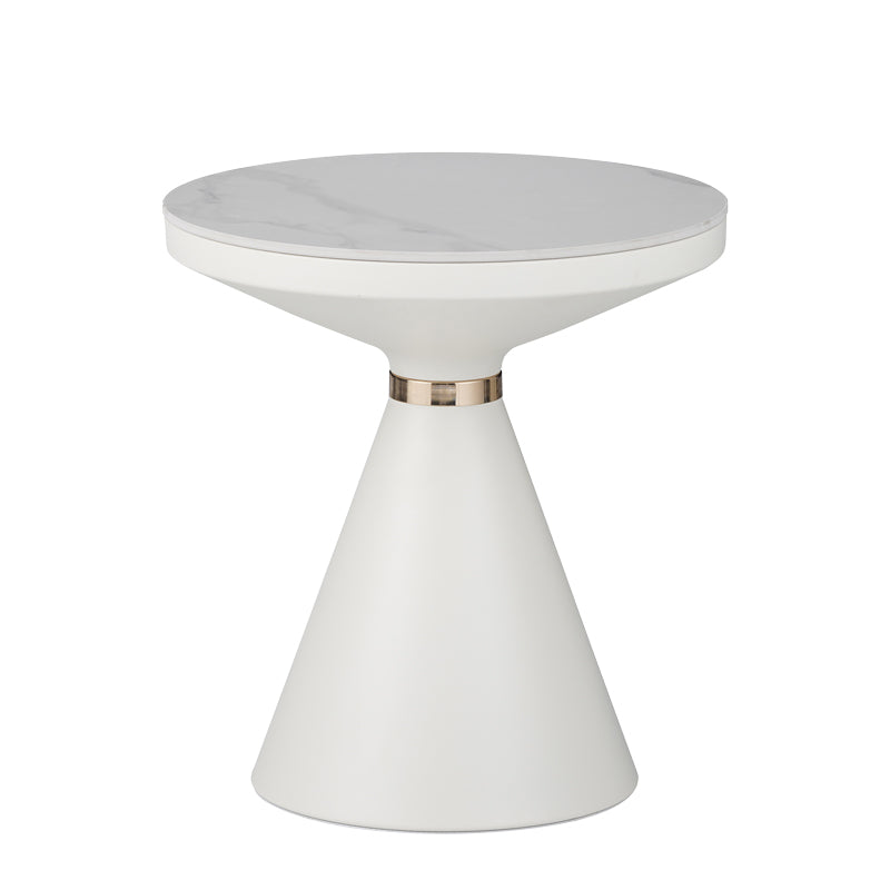 Side table Coozlin Inart white marble with white-gold metal