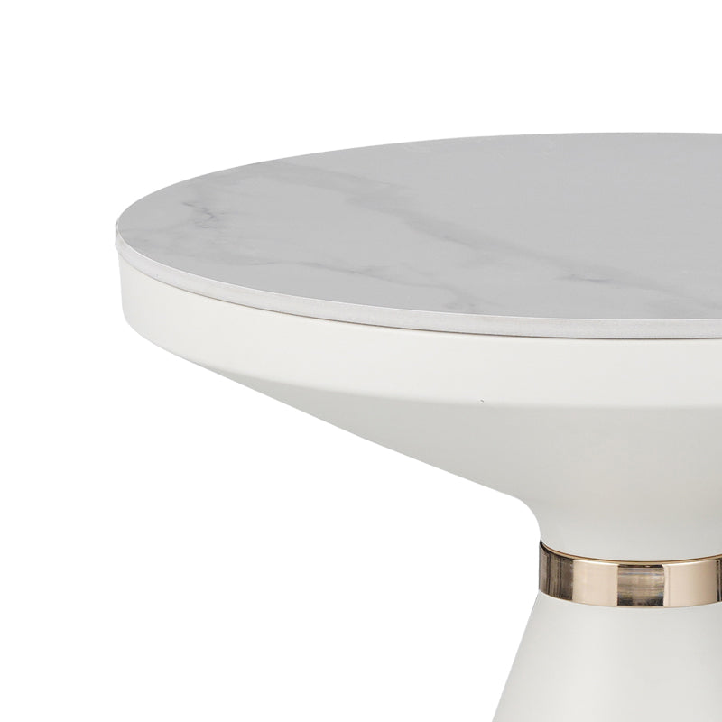 Side table Coozlin Inart white marble with white-gold metal