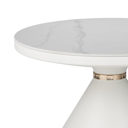 Side table Coozlin Inart white marble with white-gold metal