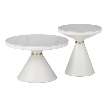 Side table Coozlin Inart white marble with white-gold metal