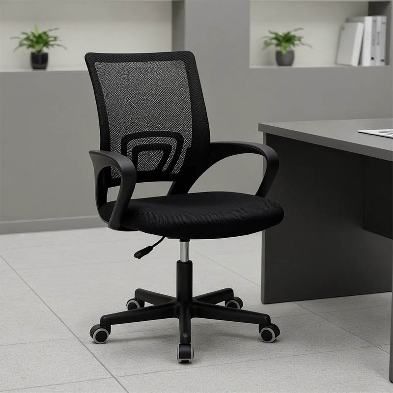 Berto II office chair with mesh fabric in black shade 60x48x85-95cm