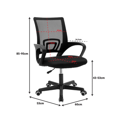 Berto II office chair with mesh fabric in black shade 60x48x85-95cm
