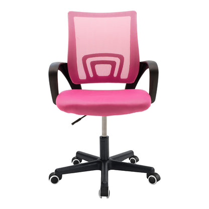 Berto II pakoworld office chair with mesh fabric in pink-black shade 57.5x54.5x81-91cm