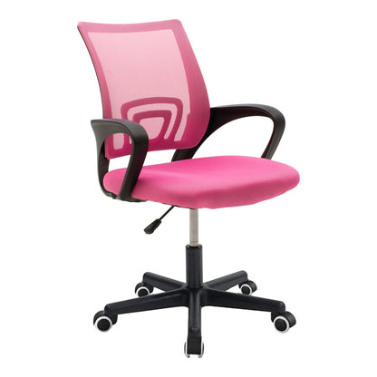 Berto II pakoworld office chair with mesh fabric in pink-black shade 57.5x54.5x81-91cm