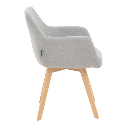 Safira armchair pakoworld fabric in grey color with natural color wooden leg 57x58x84cm