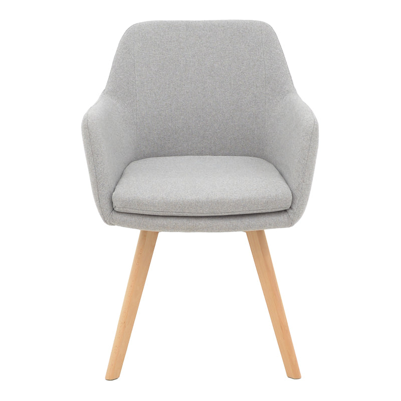 Safira armchair pakoworld fabric in grey color with natural color wooden leg 57x58x84cm