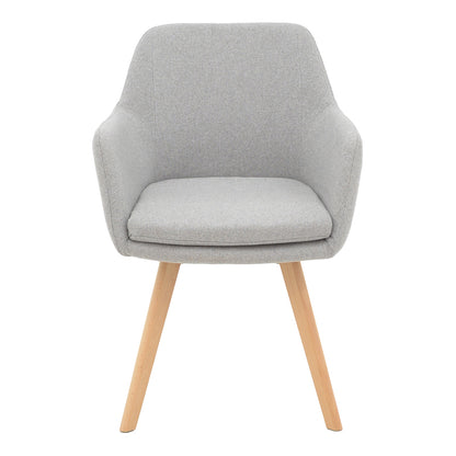 Safira armchair pakoworld fabric in grey color with natural color wooden leg 57x58x84cm