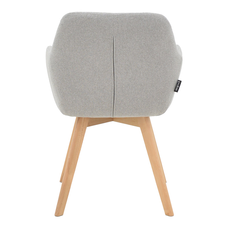 Safira armchair pakoworld fabric in grey color with natural color wooden leg 57x58x84cm
