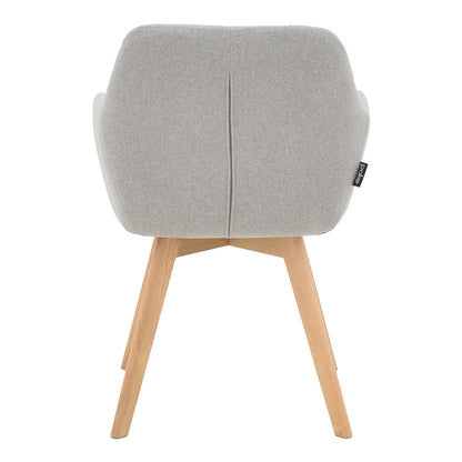 Safira armchair pakoworld fabric in grey color with natural color wooden leg 57x58x84cm