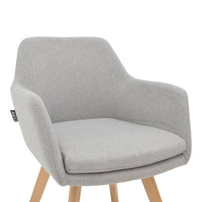 Safira armchair pakoworld fabric in grey color with natural color wooden leg 57x58x84cm