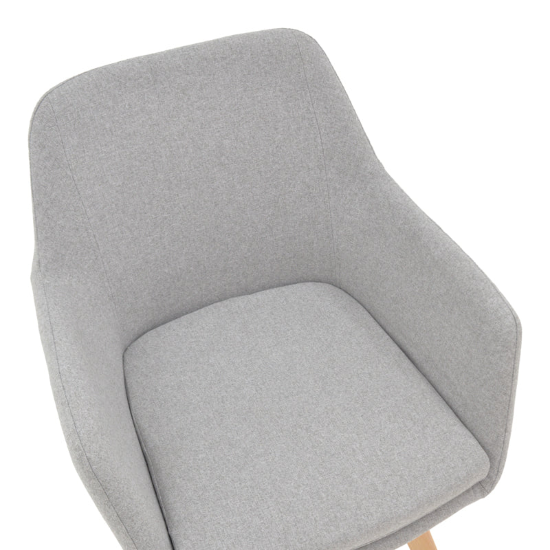 Safira armchair pakoworld fabric in grey color with natural color wooden leg 57x58x84cm