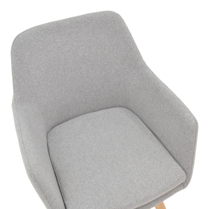 Safira armchair pakoworld fabric in grey color with natural color wooden leg 57x58x84cm