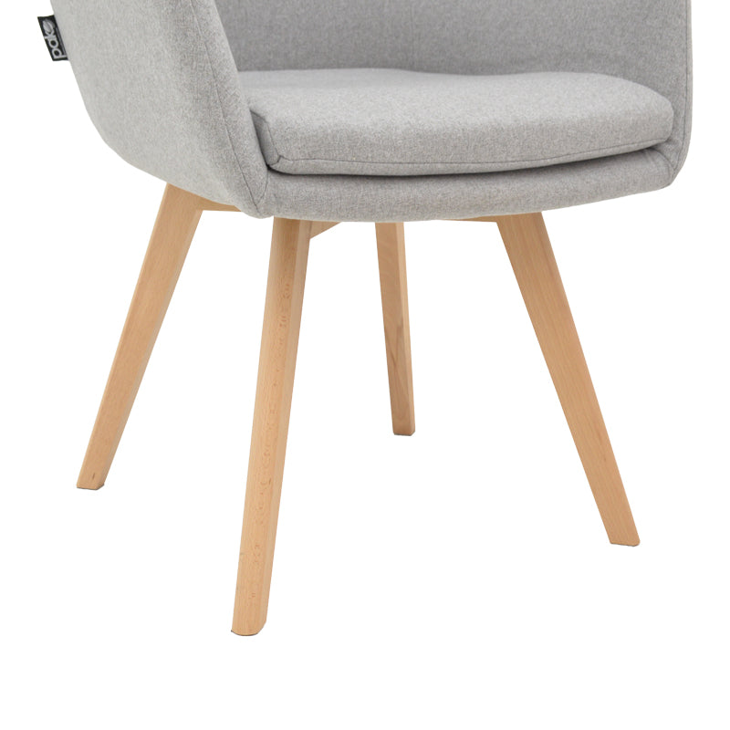 Safira armchair pakoworld fabric in grey color with natural color wooden leg 57x58x84cm