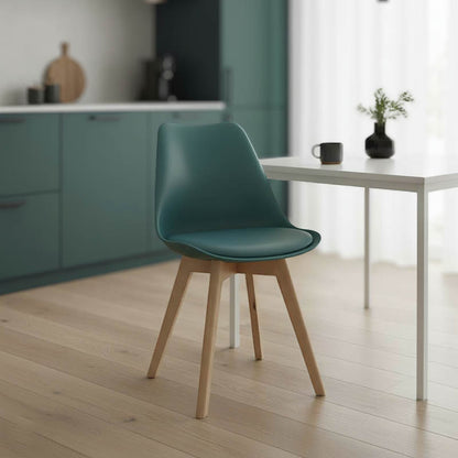 Gaston chair PP-PU blue color - natural leg 43x51x75cm