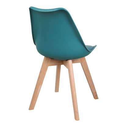 Gaston chair PP-PU blue color - natural leg 43x51x75cm
