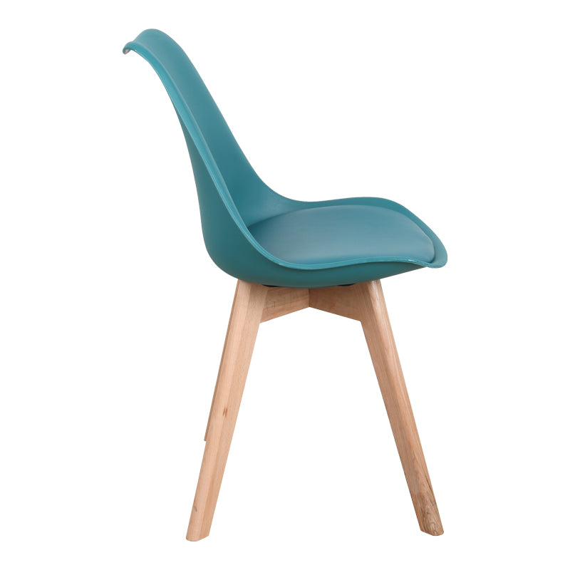 Gaston chair PP-PU blue color - natural leg 43x51x75cm