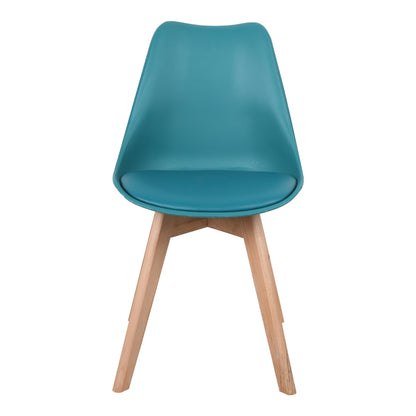 Gaston chair PP-PU blue color - natural leg 43x51x75cm