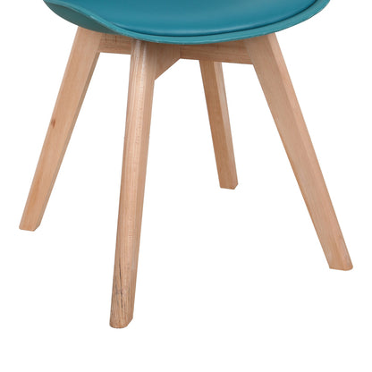 Gaston chair PP-PU blue color - natural leg 43x51x75cm