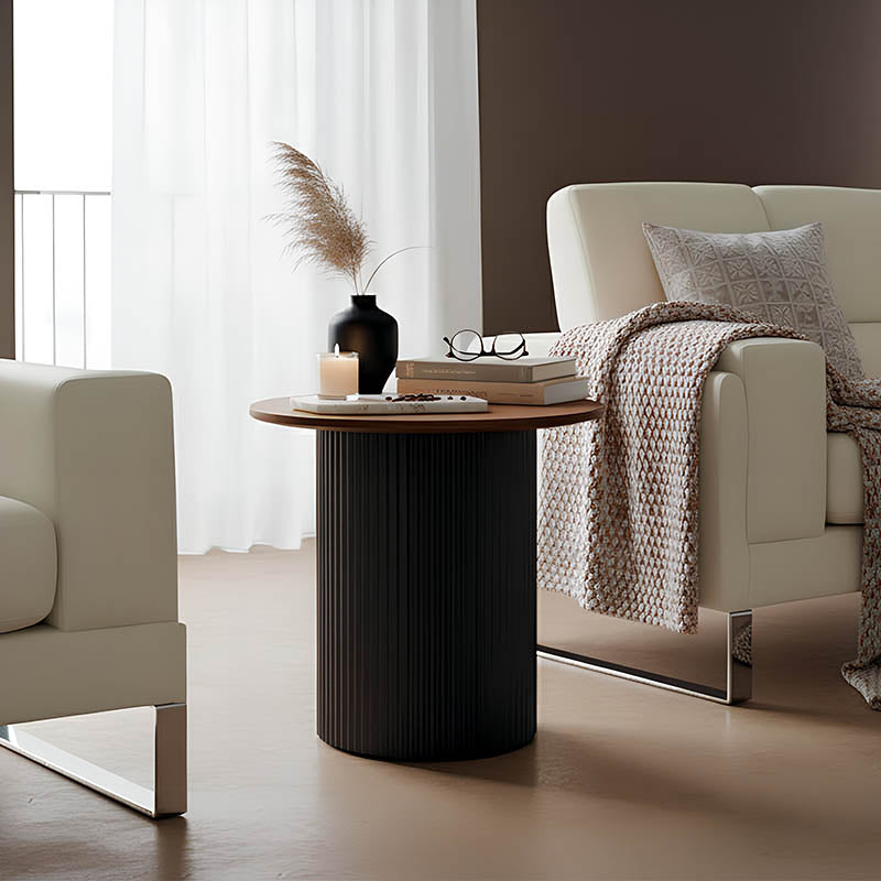 Dovel side table mdf in walnut -black metal D50x50cm
