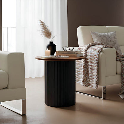 Dovel side table mdf in walnut -black metal D50x50cm