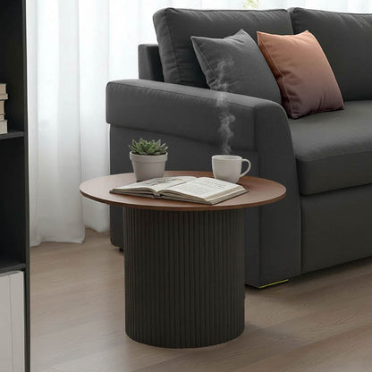 Dovel coffee table mdf in walnut-black metal D70x45cm