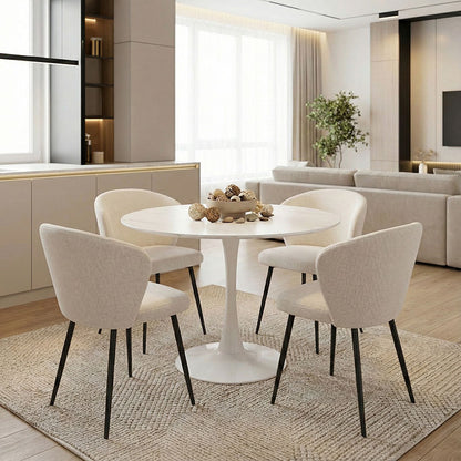 Balou table mdf in white with marble look D100x73cm