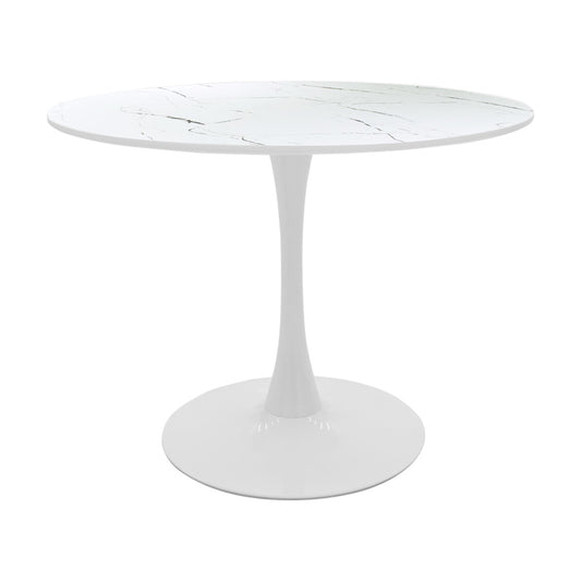 Balou table mdf in white with marble look D100x73cm