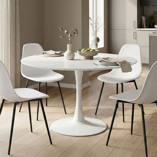 Balou table mdf in white with marble look D120x73cm