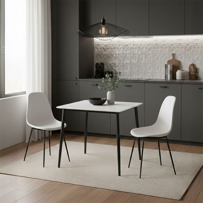 Gustas table white marble sintered stone-black metal 80x80x76cm