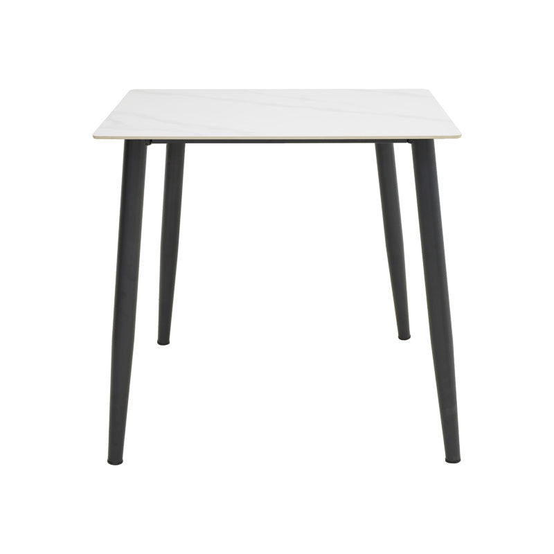 Gustas table white marble sintered stone-black metal 80x80x76cm