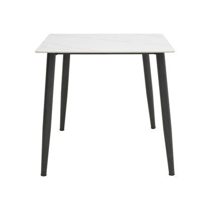 Gustas table white marble sintered stone-black metal 80x80x76cm