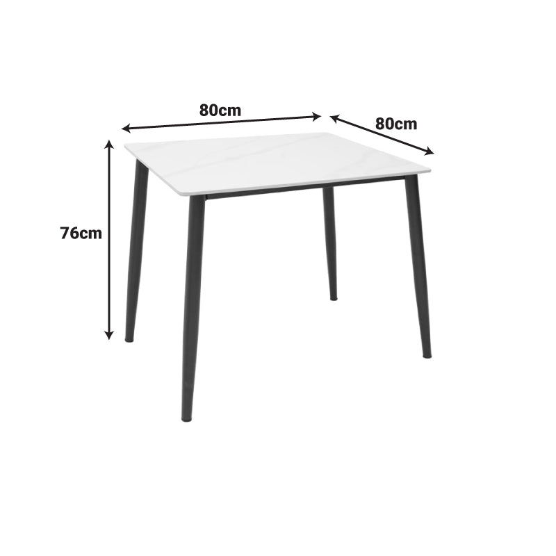 Gustas table white marble sintered stone-black metal 80x80x76cm