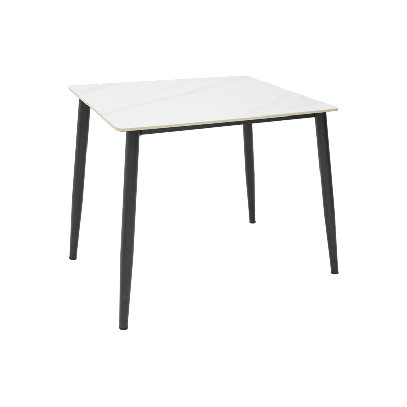 Gustas table white marble sintered stone-black metal 80x80x76cm