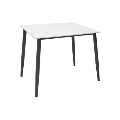 Gustas table white marble sintered stone-black metal 80x80x76cm