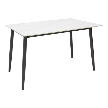 Gustas table white marble sintered stone-black metal 120x80x76cm