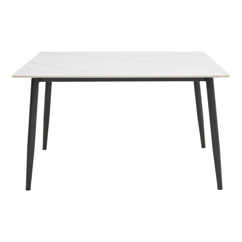 Gustas table white marble sintered stone-black metal 120x80x76cm