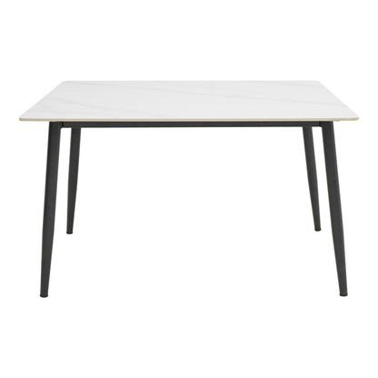 Gustas table white marble sintered stone-black metal 120x80x76cm