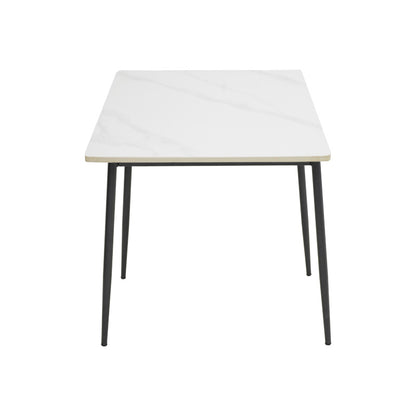 Gustas table white marble sintered stone-black metal 120x80x76cm