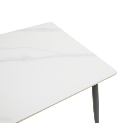 Gustas table white marble sintered stone-black metal 120x80x76cm