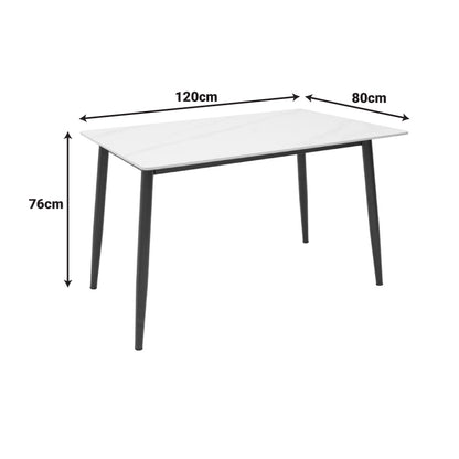 Gustas table white marble sintered stone-black metal 120x80x76cm