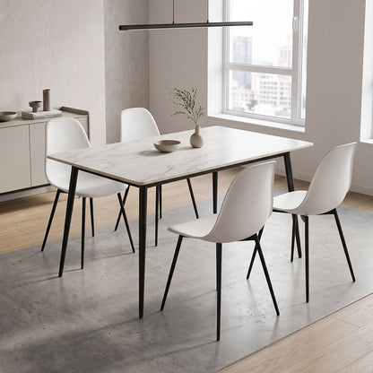 Gustas table white marble sintered stone-black metal 120x80x76cm
