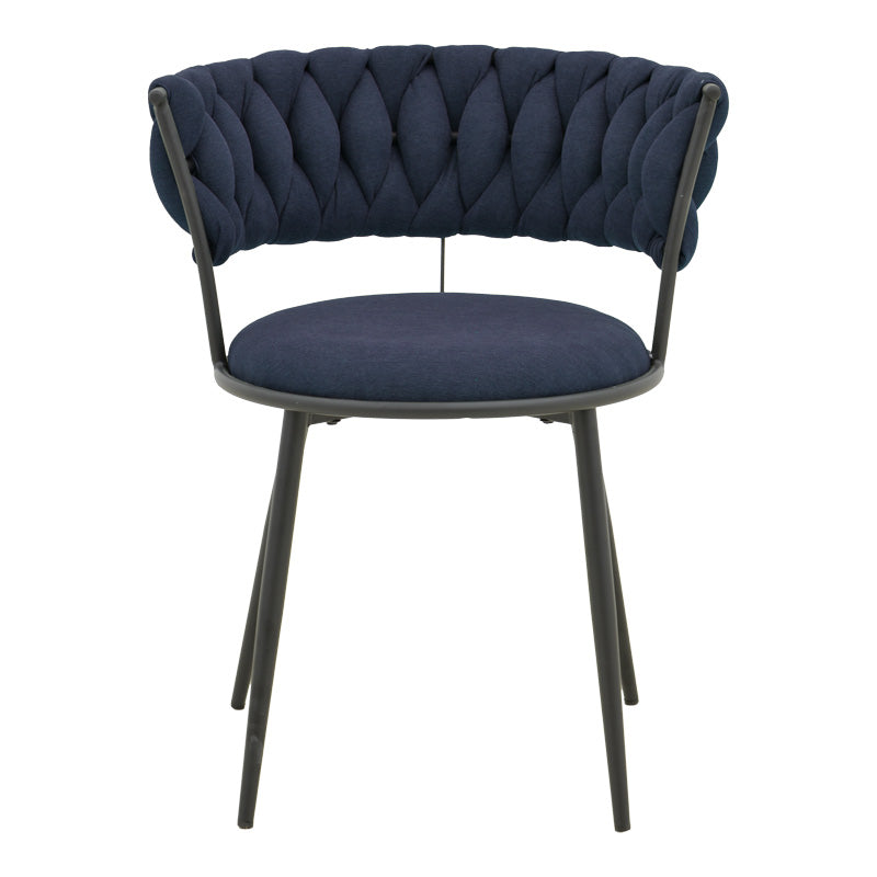 Alkia I armchair fabric in dark blue shade - black metal leg 57x58.5x72cm