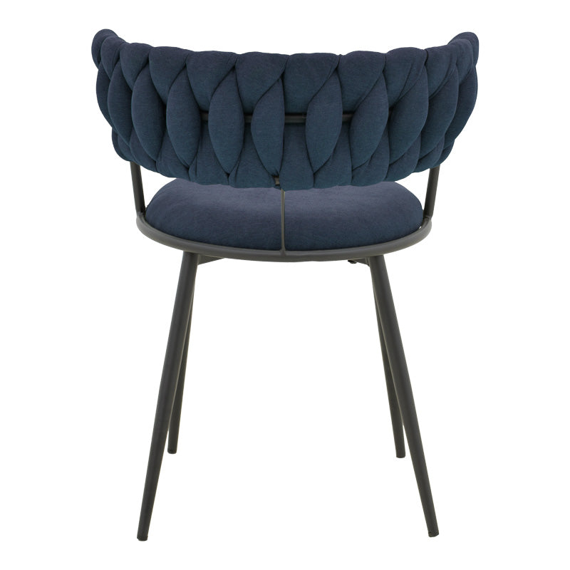 Alkia I armchair fabric in dark blue shade - black metal leg 57x58.5x72cm