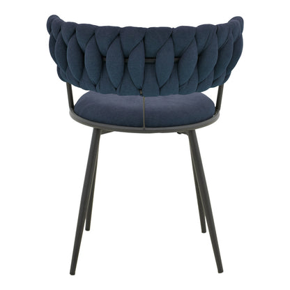 Alkia I armchair fabric in dark blue shade - black metal leg 57x58.5x72cm