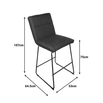 Bar stool Essential grey fabric-black metal leg 53x64.5x107cm